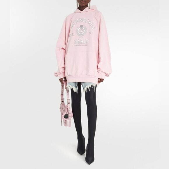 NWT Balenciaga logo-print cotton hoodie light pink - Picture 1 of 11